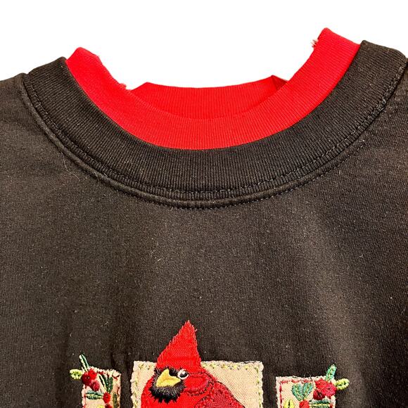 Top Stitch Vintage Embroidered Red Cardinal Crewneck Grandmacore Sweatshirt - Picture 8 of 8